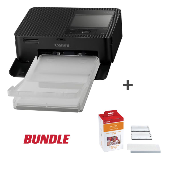 Canon Selphy Cp1500 Wireless Compact Photo Printer (Black) + Rp108 Ink + Paper Bundle Portable