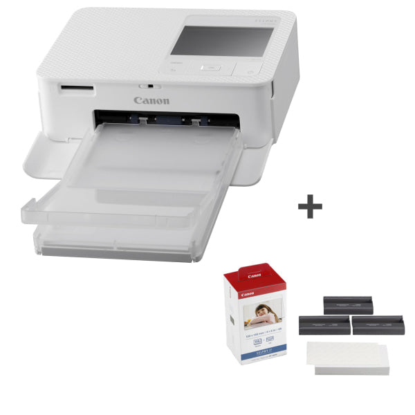 Canon Selphy Cp1500 Wireless Compact Photo Printer (White) + Kp108 Ink + Paper Bundle Portable