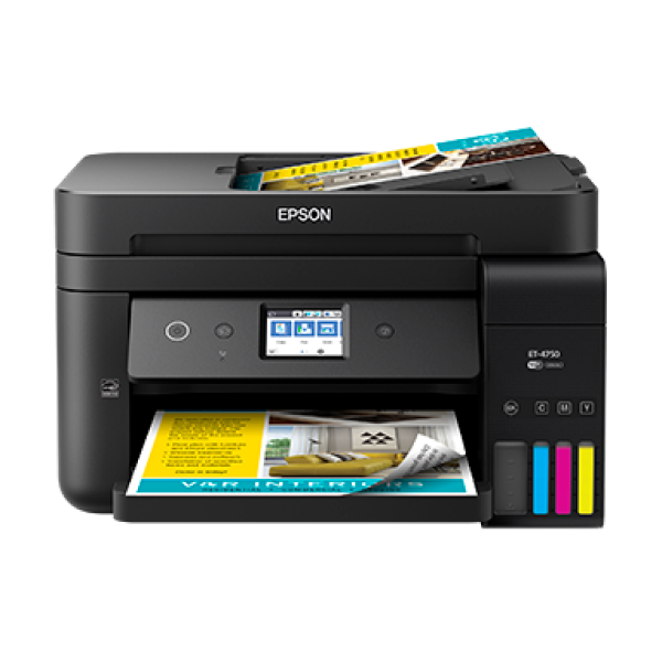 *Clear!* Epson Workforce Et-4750 4In1 Ink Tank Wireless Multifunction Printer+Adf+Fax *Rfb*