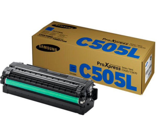 1 X Genuine Samsung Sl-C2620 Sl-C2670 Sl-C2680 Cyan Toner Cartridge High Yield Clt-C505L Su036A -