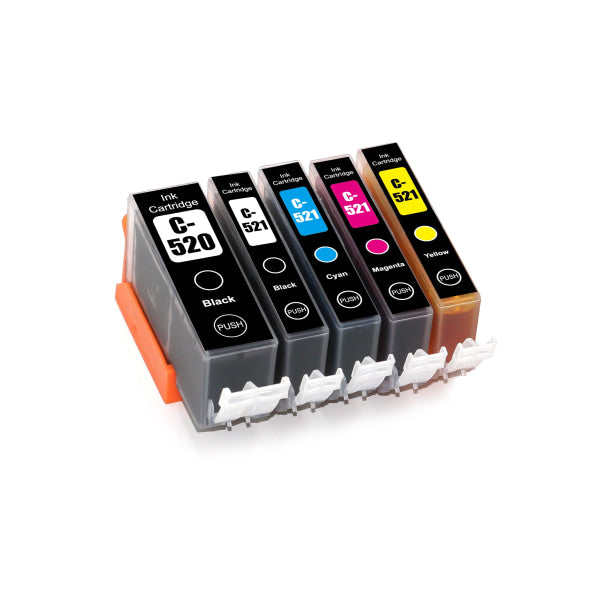 Canon Pgi 520/Cli 521 B/B/C/M/Y Compatible Inkjet Cartridge Value Pack - Ink