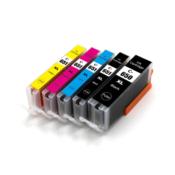 Canon Pgi 650/Cli 651 High Yield B/B/C/M/Y Compatible Inkjet Cartridge Value Pack - Ink