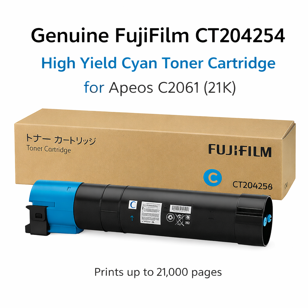 Genuine FujiFilm CT204254 High Yield Cyan Toner Cartridge for Apeos C2061 C2561 C3061 (21K)