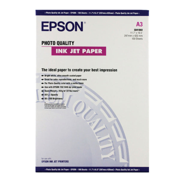 Genuine Epson S041068 A3 Matte Photo Paper 102gsm 100 Sheets C13S041068