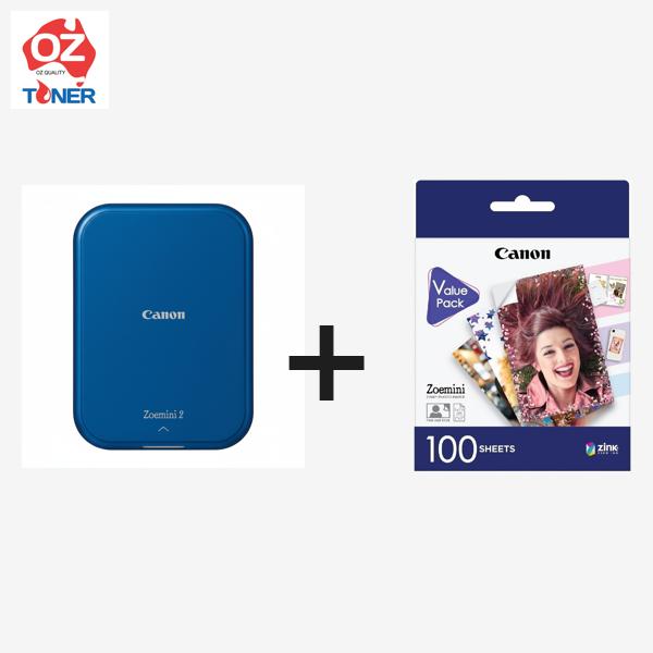 Canon Zoemini 2 Portable Photo Printer Navy Blue + 100 Sheets ZINK Paper Bundle