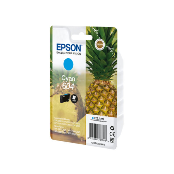 EPSON 604 XL CYAN INK XP-2200 XP-3200 XP-4200 WF-2910 WF-2930 WF-2950 C13T10H292