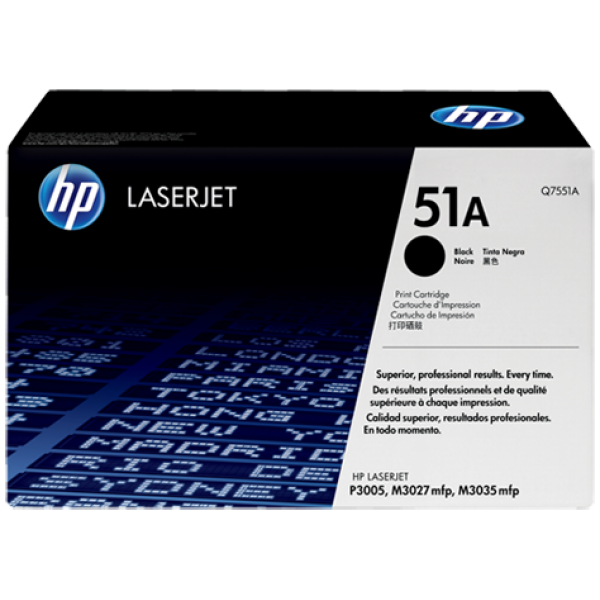 HP 51A BLACK TONER 6500 PAGE YIELD FOR LJ P3005 M3027 M3035 Q7551A