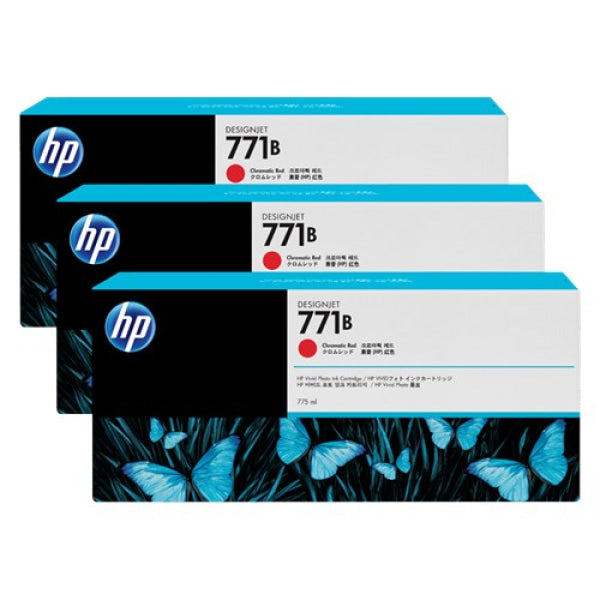 HP 771B CHROMATIC RED TRIPLE PACK 775 ML DESIGNJET INK B6Y24A