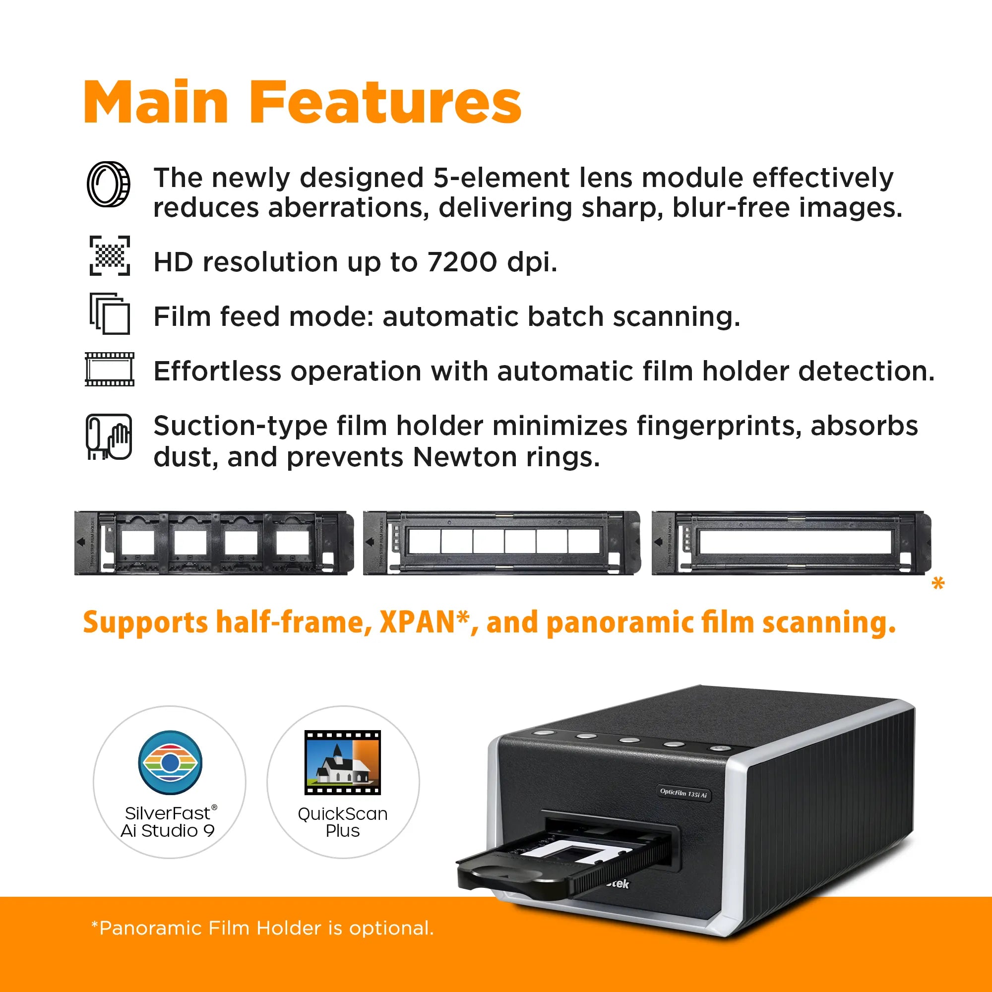 Plustek Opticfilm 135i Ai 35mm Film Scanner+Infrared Built-in+SilverFast Ai Studio 9 Bundle