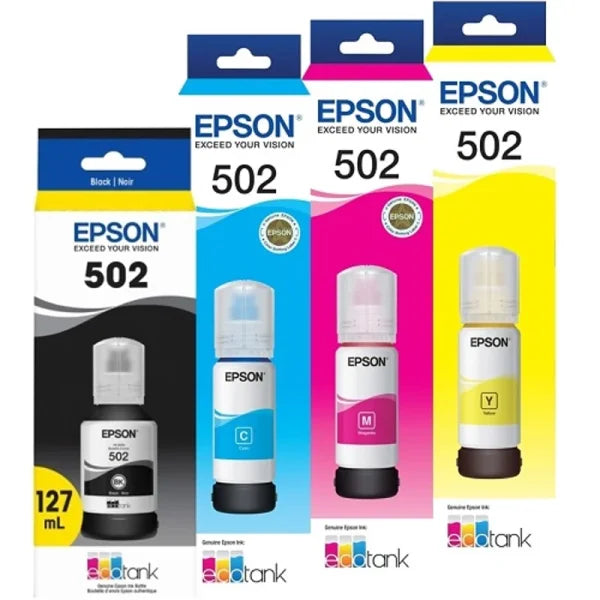 *Sale!* 4X Pack Genuine Epson T502 Ink Bottle Set For Et-2750 Et-2850 Et-3800 (1Bk 1C 1M 1Y)
