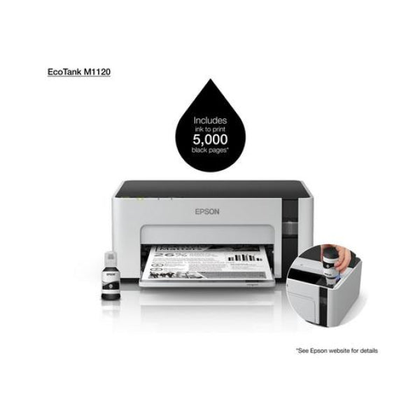 Epson Ecotank Et-M1120 A4 Wireless Black & White Ink Tank Printer P/N:c11Cg96509 Inkjet Single