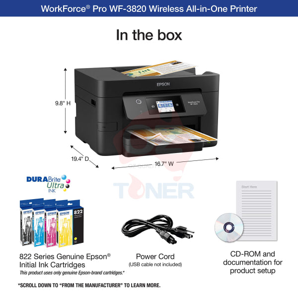 *Sale!* Epson Workforce Pro Wf-3820 Colour A4 Multifunction Mfp Inkjet Printer #812 Ink