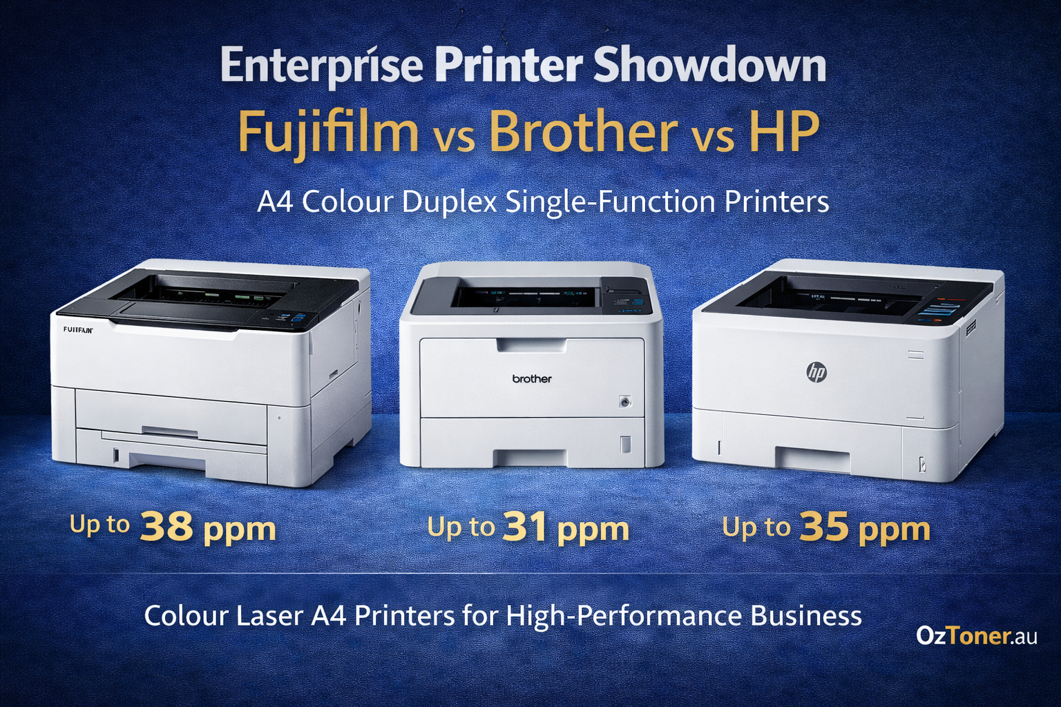 Fujifilm C3830SD vs Brother HL-L8360CDW vs HP Color LaserJet Pro 4201dn
