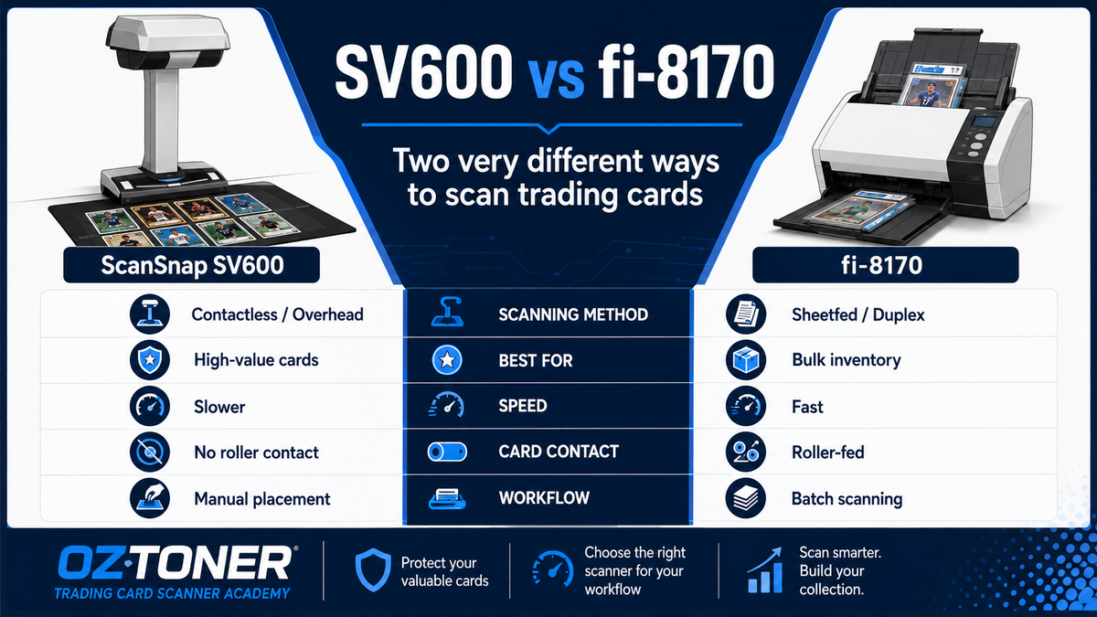 Ricoh ScanSnap SV600 vs fi-8170 Scanner for Trading Cards | 2026 Comparison