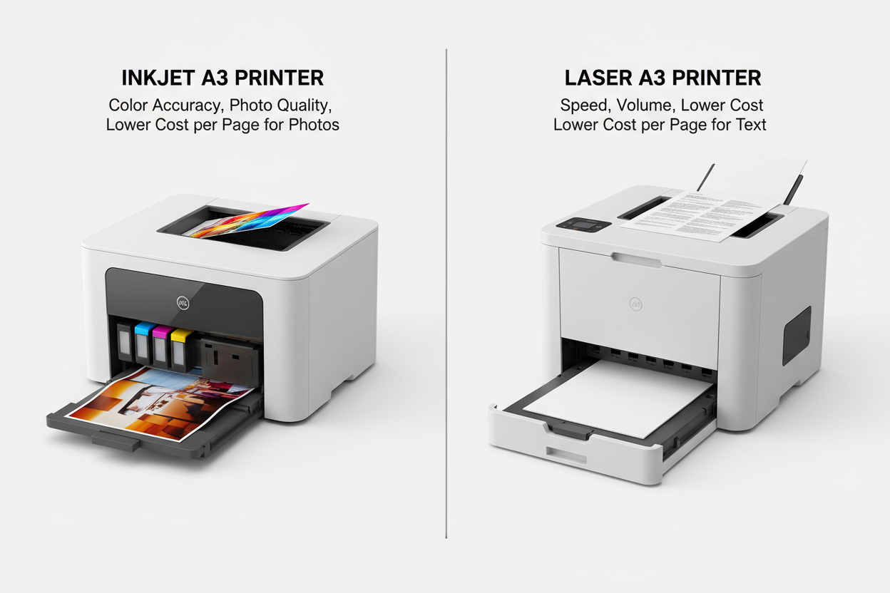 The Ultimate A3 Colour Printer Buyer's Guide: Inkjet vs. Laser, Features & Costs