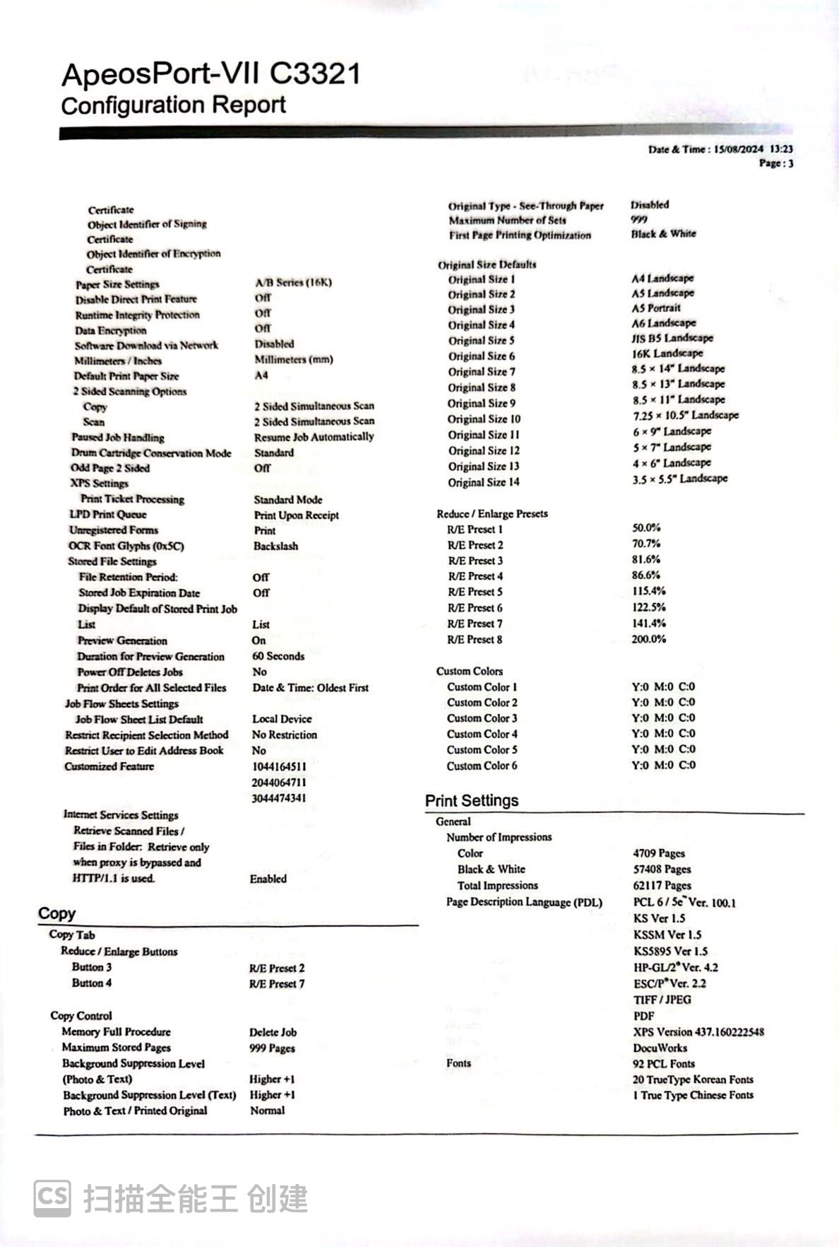 *RFB* Fuji Xerox ApeosPort-VII C3321 A4 Colour Laser MFP Printer Ex-Leasing Unit