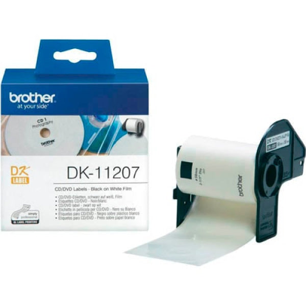 1 X Genuine Brother Dk-11207 White Film Label Roll - 58Mm Diameter 100 Labels Per