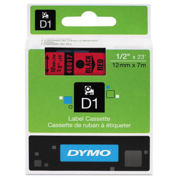 1 X Genuine Dymo D1 Label Tape 12Mm Black On Red 45017 - 7 Metres