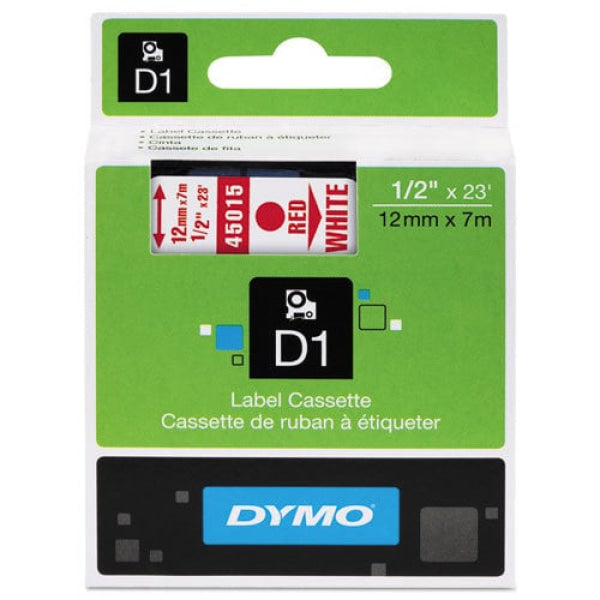 1 X Genuine Dymo D1 Label Tape 12Mm Red On White 45015 - 7 Metres