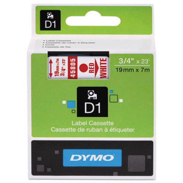 1 X Genuine Dymo D1 Label Tape 19Mm Red On White 45805 - 7 Metres