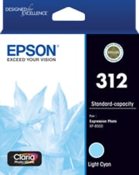 1 X Genuine Epson 312 Light Cyan Ink Cartridge Standard Yield -