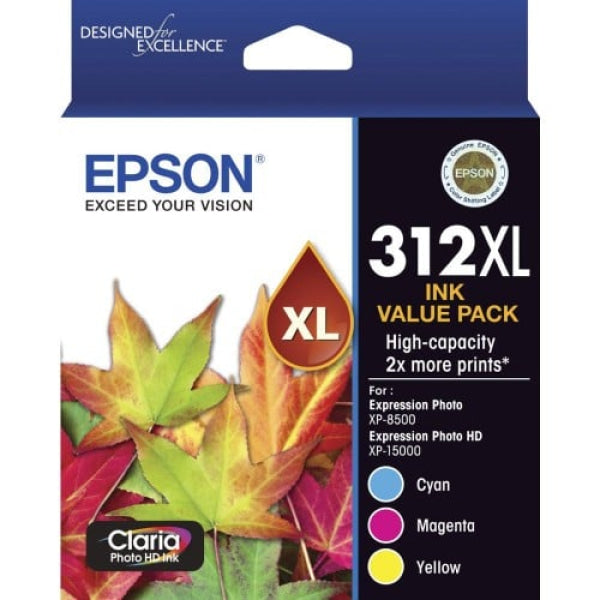 1 X Genuine Epson 312Xl 3 Colour Cmy Ink Cartridge Value Pack High Yield -