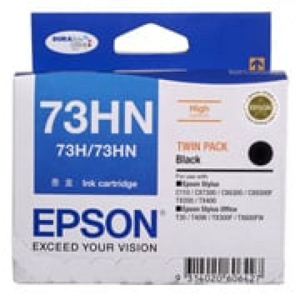 1 X Genuine Epson 73Hn Black Ink Cartridge Twin Pack High Yield -