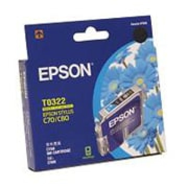 1 X Genuine Epson T0322 Cyan Ink Cartridge -