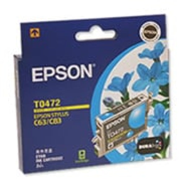 1 X Genuine Epson T0472 Cyan Ink Cartridge -