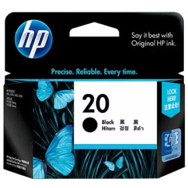 1 X Genuine Hp 20 Black Ink Cartridge C6614Da -