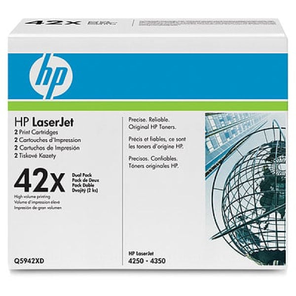 1 X Genuine Hp Q5942Xd Toner Cartridge Twin Pack 42X -