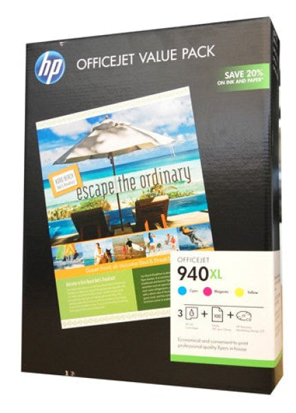 1 X Genuine Hp 940Xl Cyan &Amp; Magenta Yellow Ink Cartridge Photo Value Pack Cg898Aa -