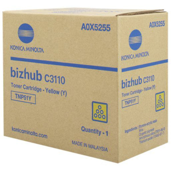 1 X Genuine Konica Minolta Bizhub C3110 Yellow Toner Cartridge Tnp51Y A0X5295 -