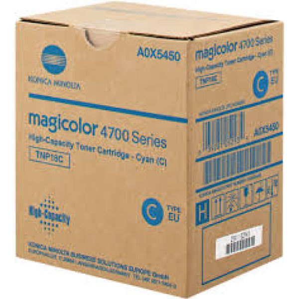 1 X Genuine Konica Minolta Magicolor 4750 Cyan Toner Cartridge Tnp18C A0X5490 -