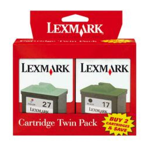 1 X Genuine Lexmark #17 #27 Black &amp; Colour Ink Cartridge Twin Pack Tpanz02 -