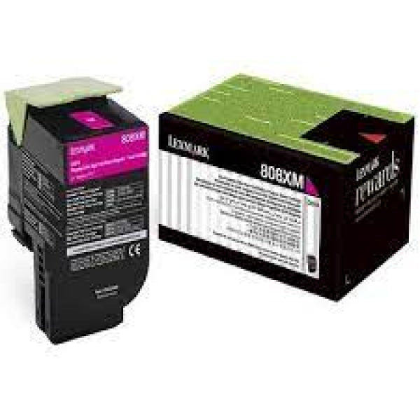 1 X Genuine Lexmark Cx510 808Xm Magenta Toner Cartridge Extra High Yield Return Program [80C8Xm0] -