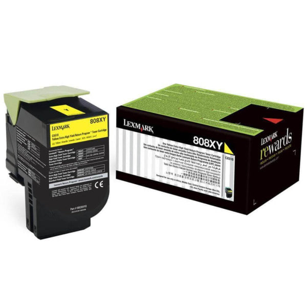 1 X Genuine Lexmark Cx510 808Xy Yellow Toner Cartridge Extra High Yield Return Program [80C8Xy0] -