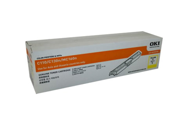 1 X Genuine Oki C110 C130 Mc160 Yellow Toner Cartridge High Yield -