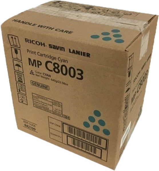 1 X Genuine Ricoh Im C6500 C8000 Mp-C6503 Mp-C8003 Cyan Toner Cartridge 842191 -