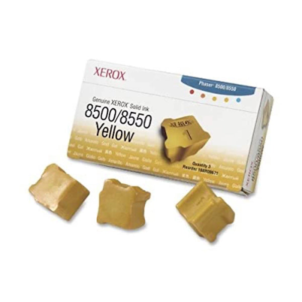 1X Genuine Fuji Xerox Phaser 8500 8550 Yellow 3Pk Soild Ink Stick [108R00671] Cartridge -