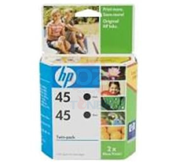 1 X Genuine Hp 45 Black Ink Cartridge Twin Pack Cc625Aa -