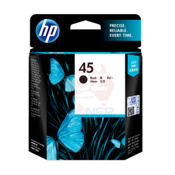 2X Genuine Hp #45 Black Ink Cartridge 51645Aa *Twin Pack* [Cc625Aa] (833 Pages X 2) -