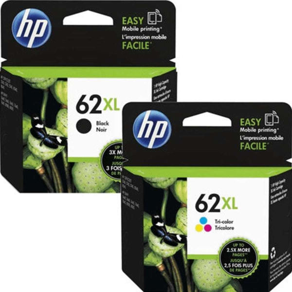 2X Pack Genuine Hp 62Xl Black & Colour High Yield Ink Cartridge Set (1Bk 1C) [C2P05Aa C2P07Aa] -