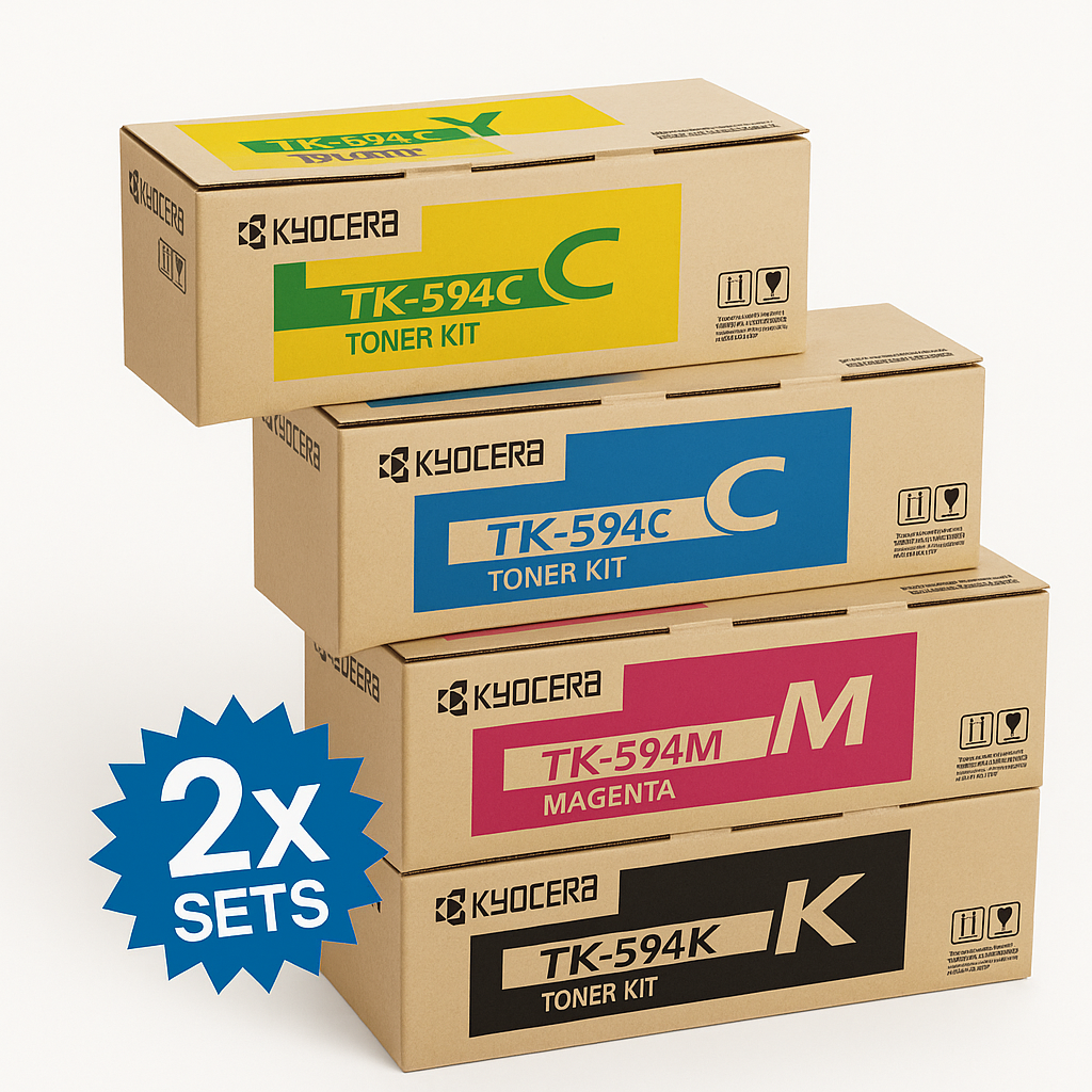 8x Pack Genuine Kyocera TK-594 C/M/Y/K Toner Cartridge TK594K TK594C TK594M TK594Y (2x SET)