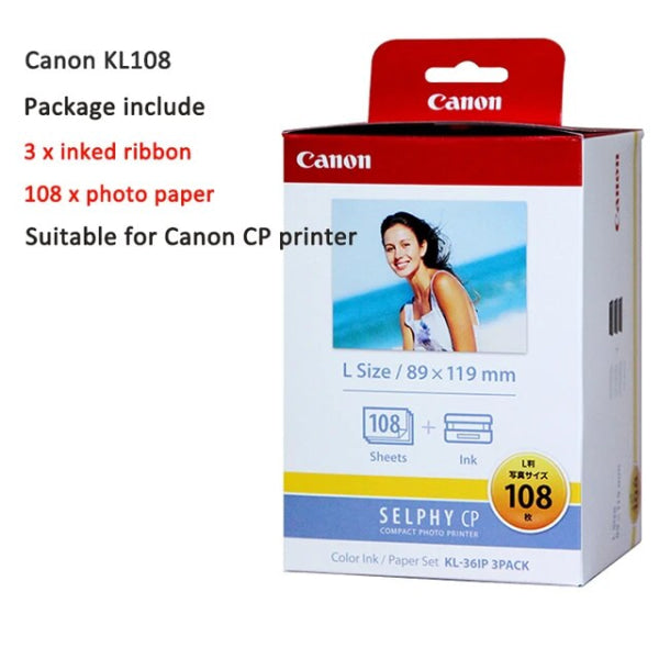 3X Pack Genuine Canon Kl36Ip Ink/Paper (L Size) For Selphy Cp1500 Cp1300 Cp1200 Cp910 (108X Sheet)