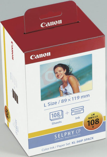 3X Pack Genuine Canon Kl36Ip Ink/Paper (L Size) For Selphy Cp1500 Cp1300 Cp1200 Cp910 (108X Sheet)