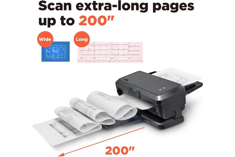 Plustek S30 Wide-Format Duplex Document Scanner 600dpi, Up to 12" and Long Up to 200"
