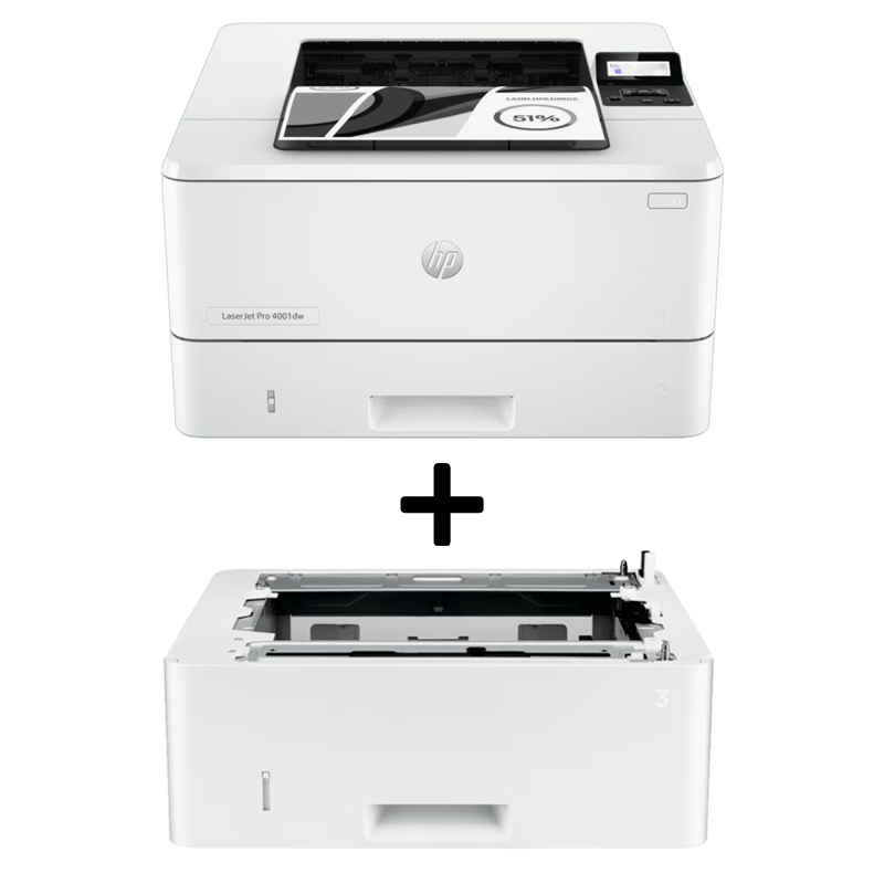 Bundle: HP LaserJet Pro 4001dw A4 Mono Laser Wireless Printer Duplexer [2Z601F] + 550x Sheet Feeder Tray