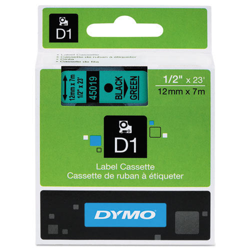 1 X Genuine Dymo D1 Label Tape 12Mm Black On Green 45019 - 7 Metres
