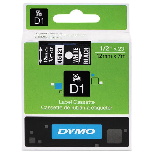 1 X Genuine Dymo D1 Label Tape 12Mm White On Black 45021 - 7 Metres